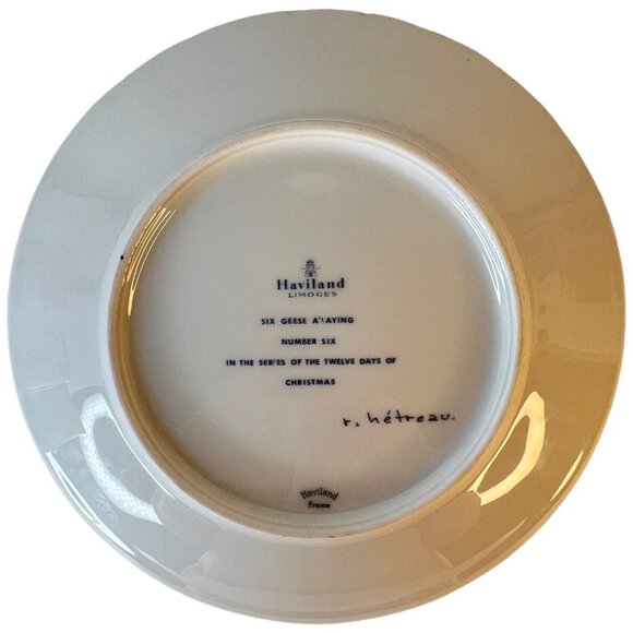 1975 Haviland Limoges 12 Day Of Christmas Plate Six Geese A Laying 6th In Series - Picture 4 of 6